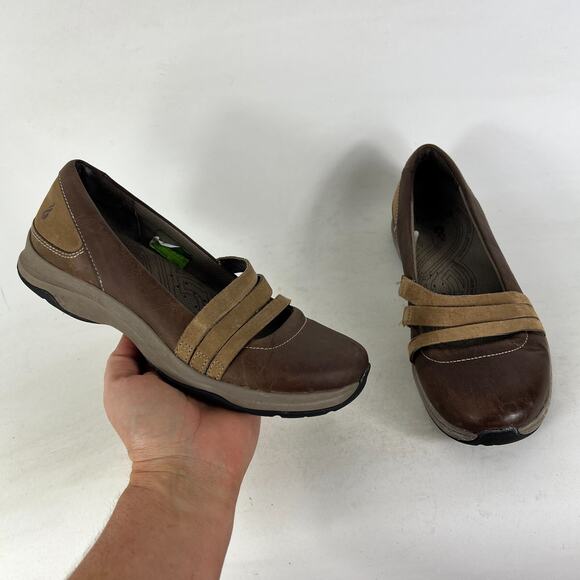 Ahnu Mary Jane Slip-On Flats Women's 6 Brown Leather Round Toe Comfort Shoes - Picture 1 of 10